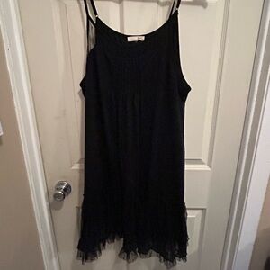 Ryu Black Mesh detail spaghetti strap midi dress - size XL